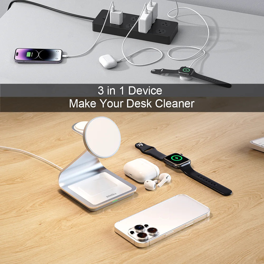 Station de Charge Sans Fil 3-en-1