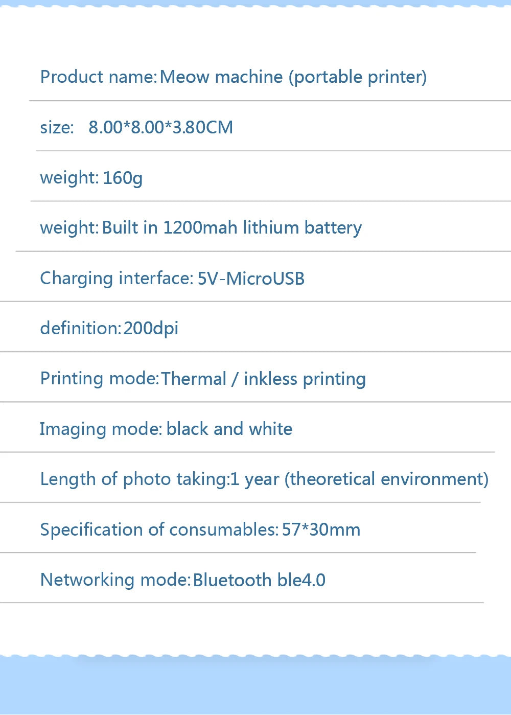 Mini Imprimante Thermique Bluetooth Portable