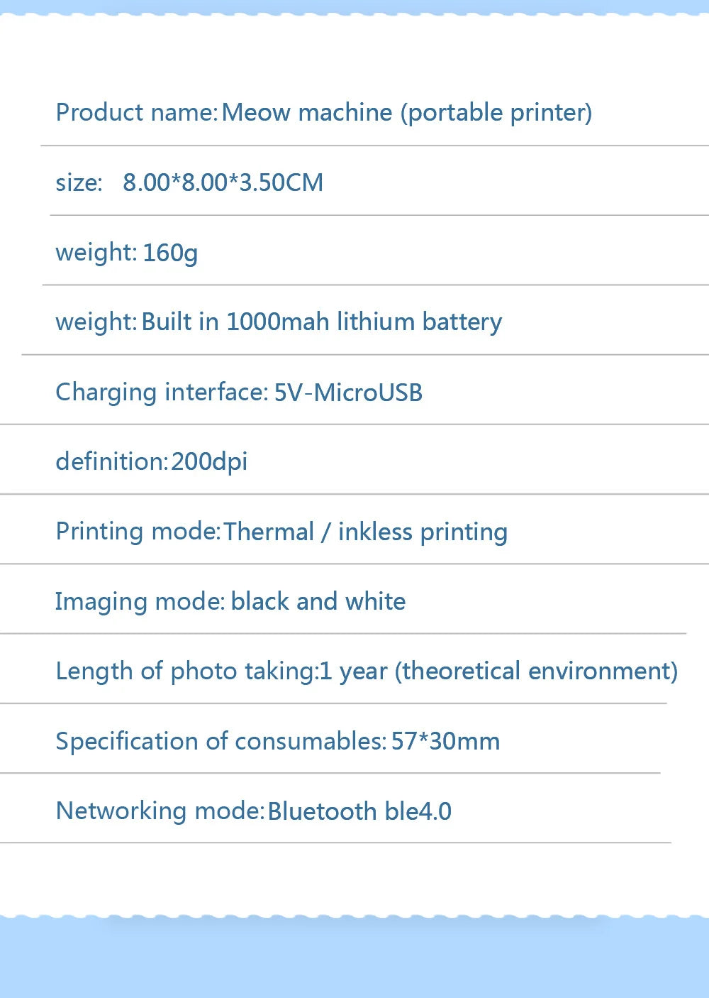 Mini Imprimante Thermique Bluetooth Portable