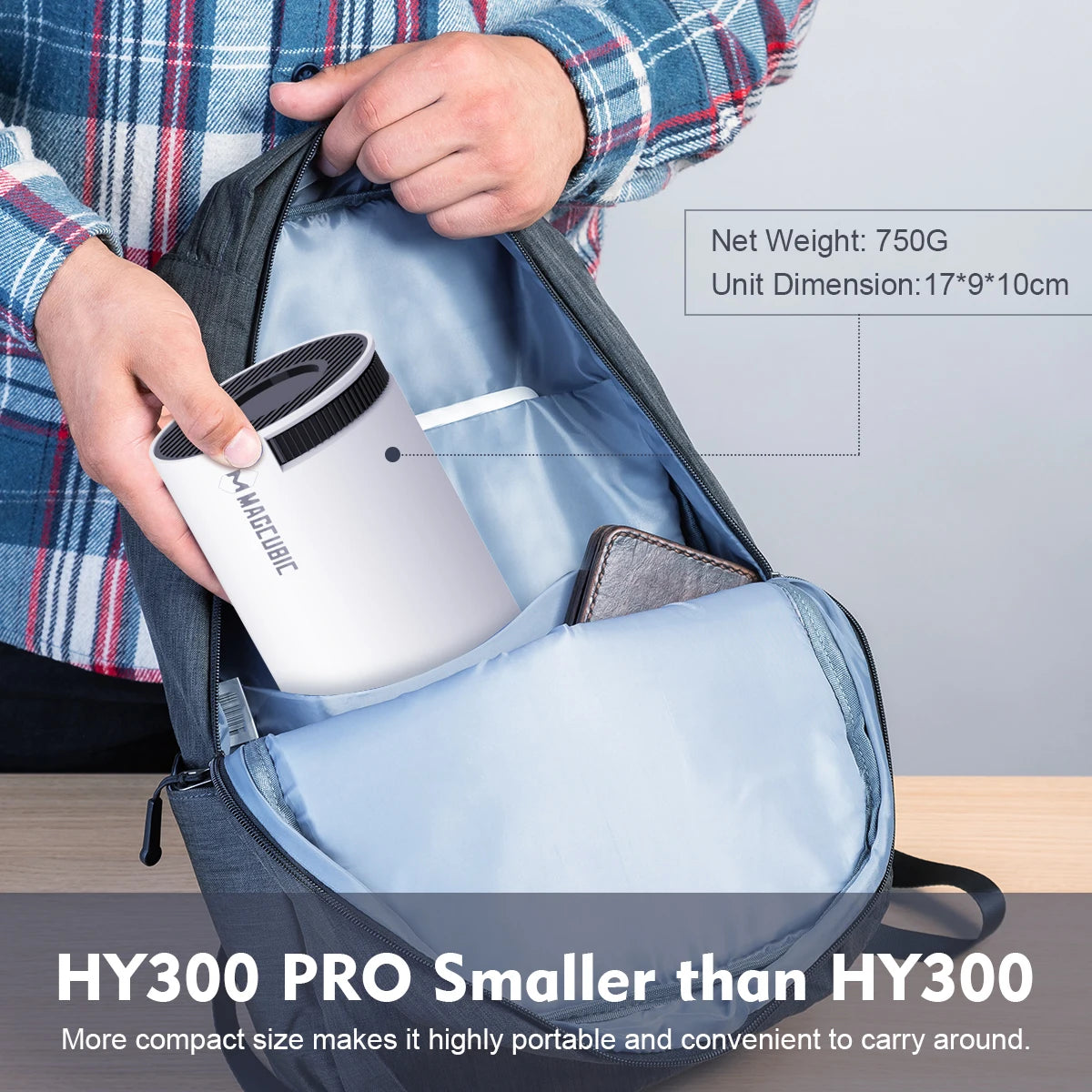 Projecteur HY300 Pro 2026 – WiFi 6, Bluetooth 5.0, 1080P/4K avec correction trapézoïdale automatique