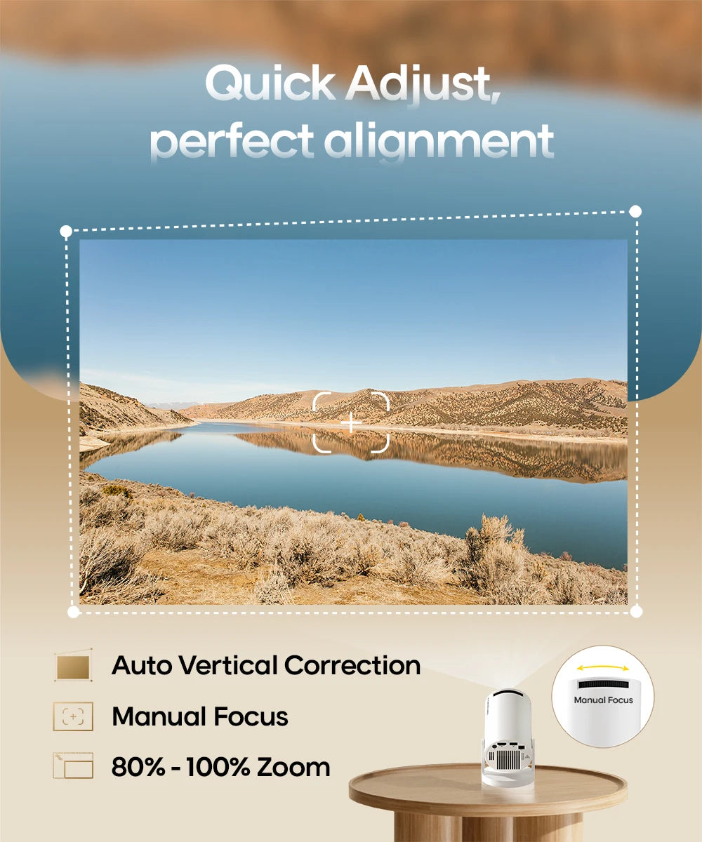 Projecteur HY300 Pro 2026 – WiFi 6, Bluetooth 5.0, 1080P/4K avec correction trapézoïdale automatique
