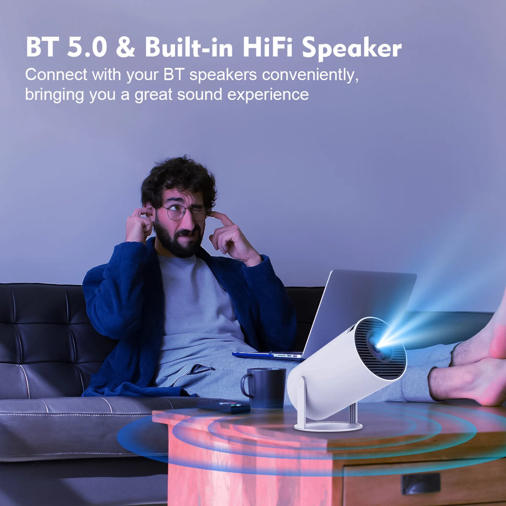 Projecteur HY300 Pro 2026 – WiFi 6, Bluetooth 5.0, 1080P/4K avec correction trapézoïdale automatique